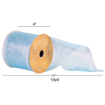 4" Ribbon - Shiny Wired - 10 Yard Roll - Pale Blue Pale Blue — view 1