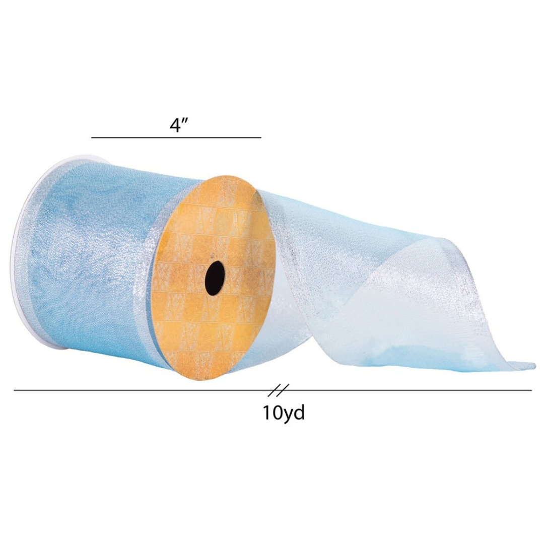 4" Ribbon - Shiny Wired - 4 Yard Roll - Pale Blue Pale Blue — view 1