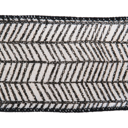 2.5"x10yd Beige Black Herringbone Ribbon