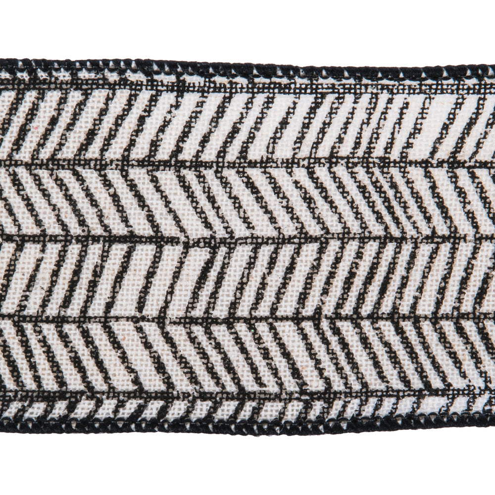 2.5" Ribbon - Herringbone - 10 Yard Roll - Beige/Black — view 2