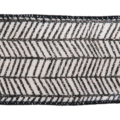 2.5" Ribbon - Herringbone - 10 Yard Roll - Beige/Black — view 2