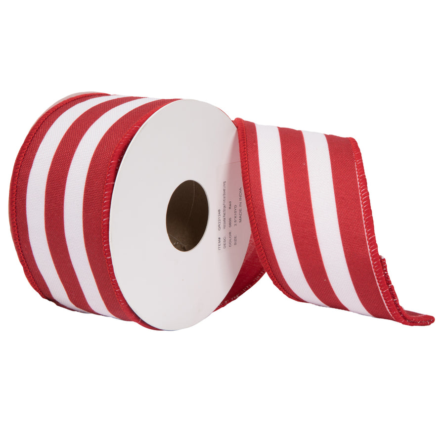 2.5" x 10 Yards Red Horizontal Stripe Ribbon