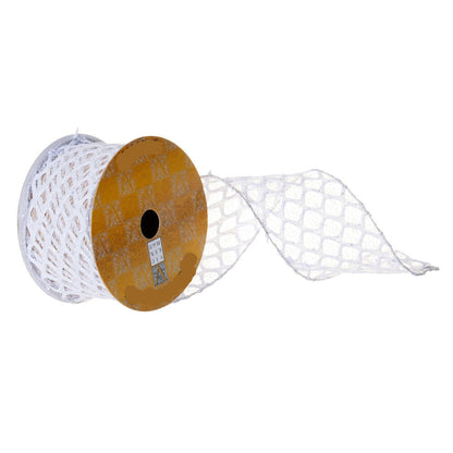 2.5" Ribbon - Glitter Sequin Net - 10 Yard Roll - White 2.75"x10yd — view 1
