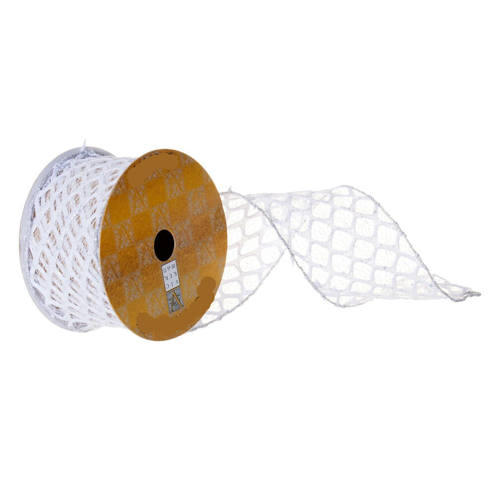 2.75" Ribbon - Glitter Sequin Net - 10 Yard Roll - White 2.75"x10yd — view 1