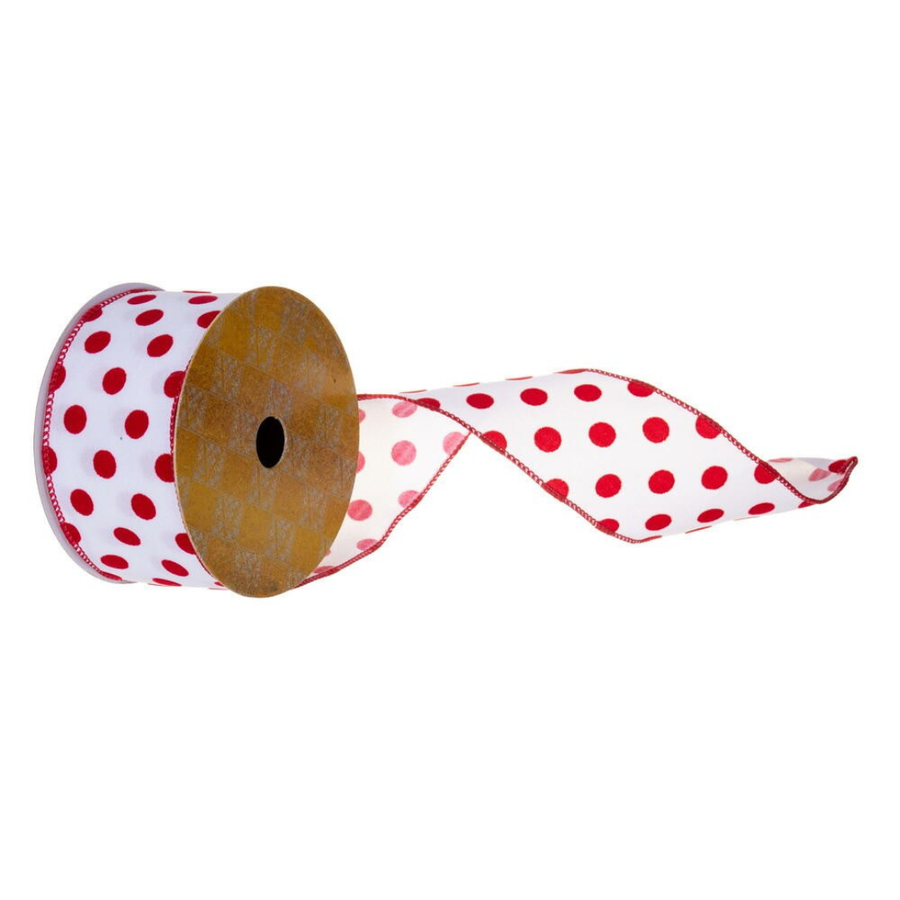 2.5" x 10Y Red Velvet White Dot Ribbon