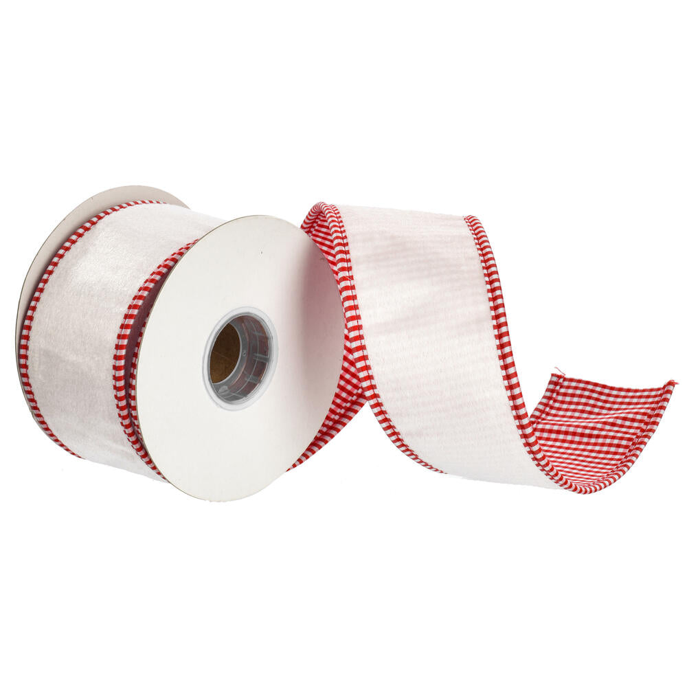 2.5" Ribbon - Velvet Striped Taffeta - 5 Yard Roll - Ivory — view 1