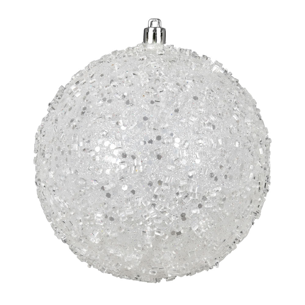 4" Glitter Hail Ball Ornament - White White — view 4