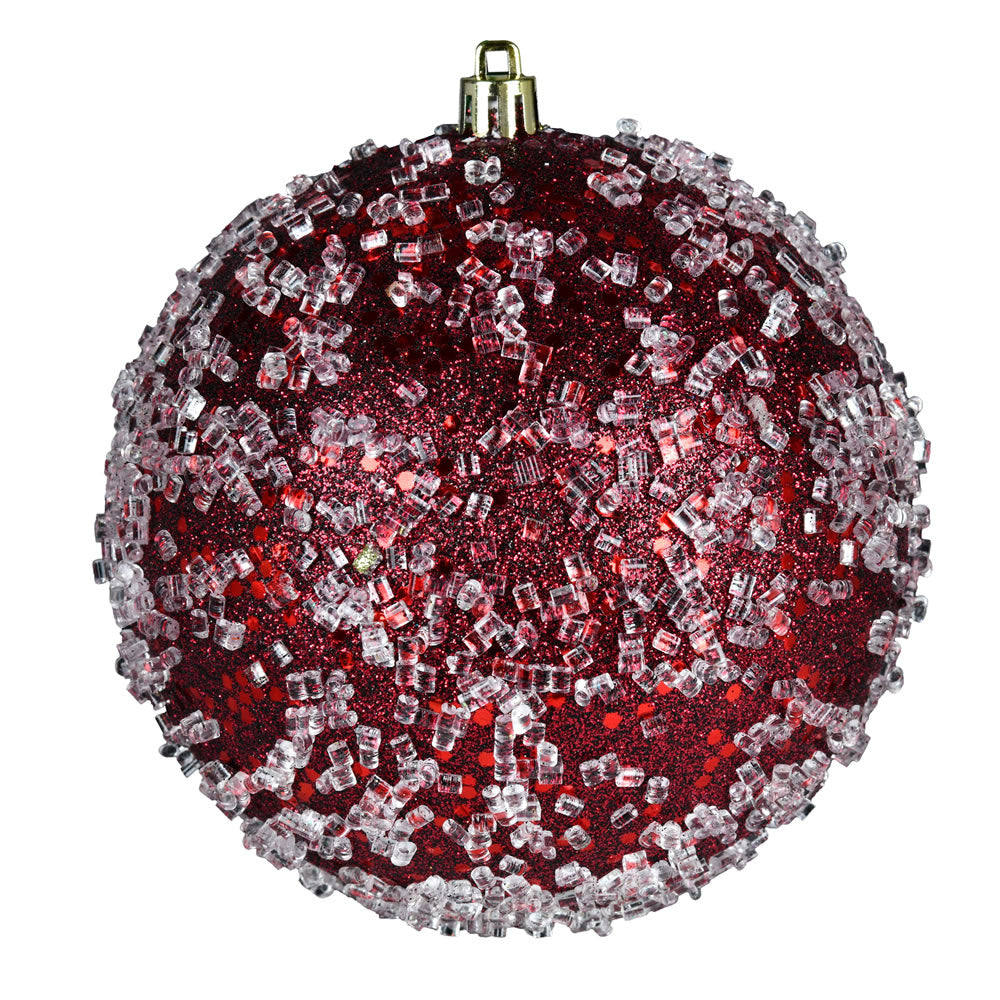 4.75" Glitter Hail Ball Ornament - Wine - Set of 4 Wine — view 2