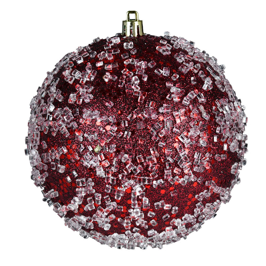 4.75" Glitter Hail Ball Ornament - Wine - Set of 4