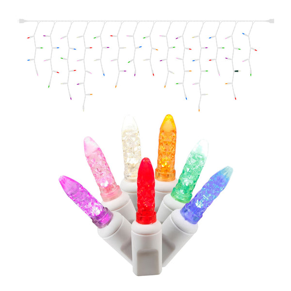 Premium Icicle Lights M8 Faceted - Multicolor- 70 Lights