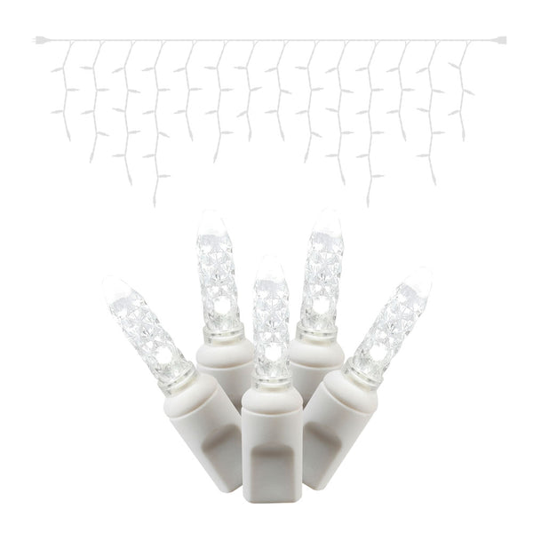 Premium Icicle Lights M8 Faceted - Pure White - 70 Lights