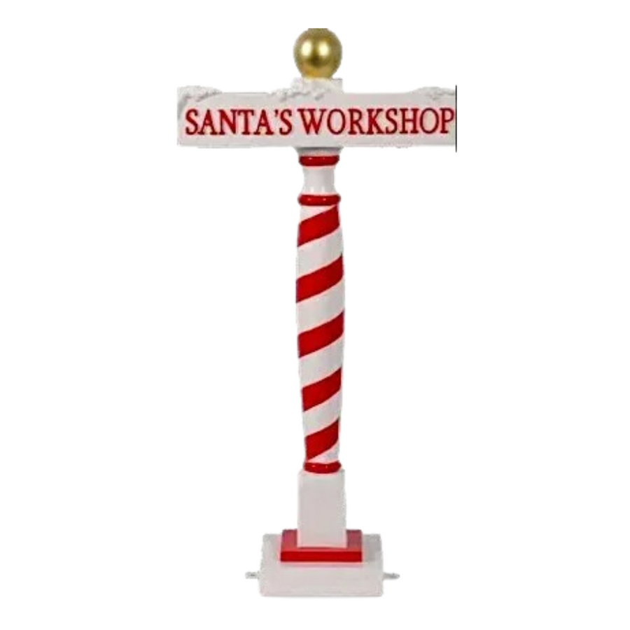 35 Inch Santa’s Workshop Sign Resin Display