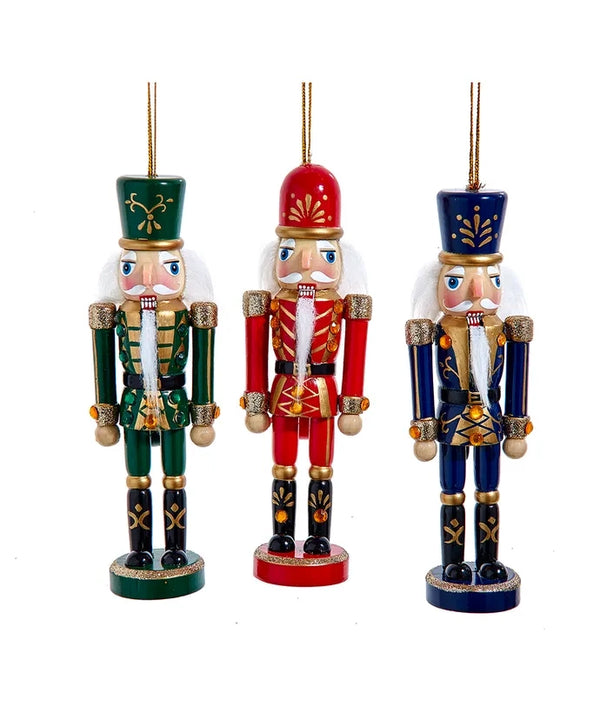 6" Wooden Soldier Nutcracker Ornament - Set of 3
