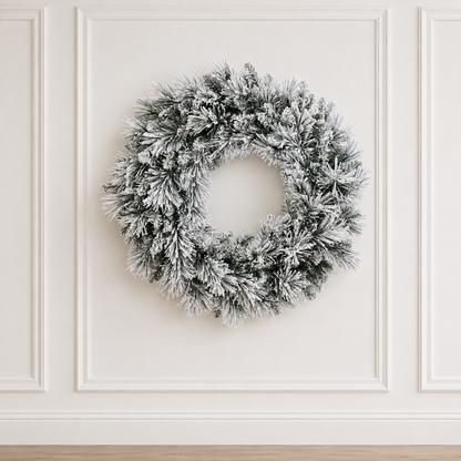 30" Prelit Warm White Flocked Jackson Wreath 30"
