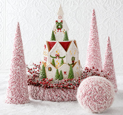21 Inch Glittered Resin LED Tiered Christmas Village
