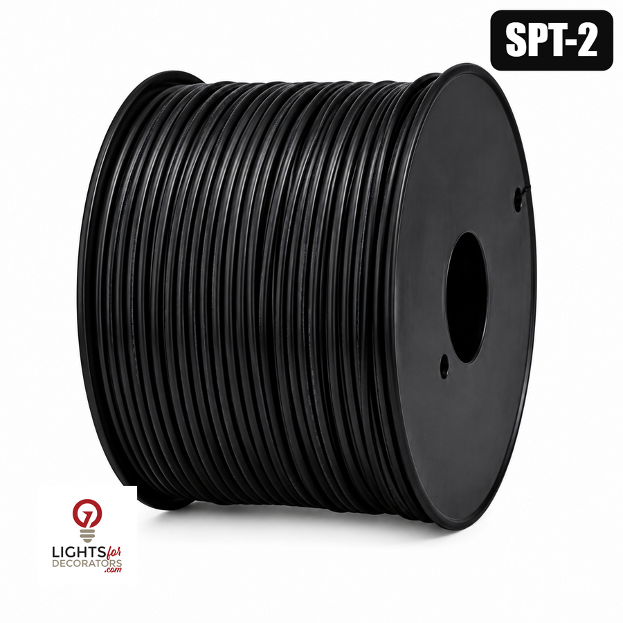 Black Zip Wire Lamp Cord - SPT2 - 500'