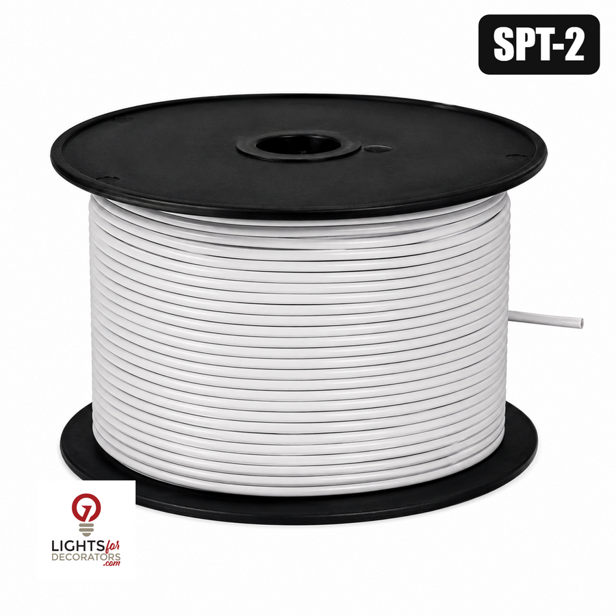 White Zip Wire Lamp Cord - SPT2 - 500'