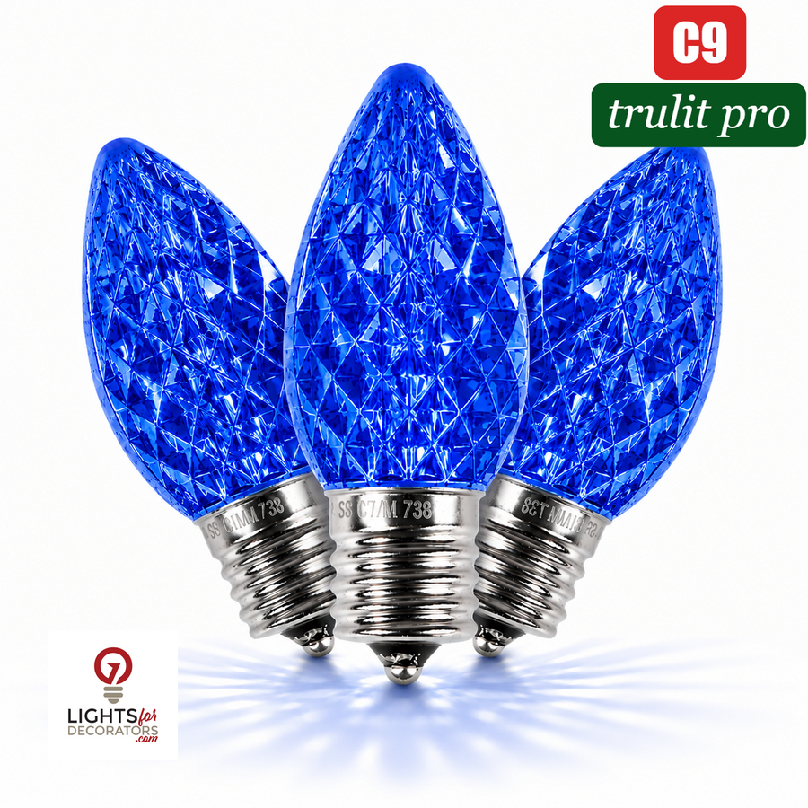 Blue LED C9 - TruLit Pro Faceted Bulb - Steady Blue
