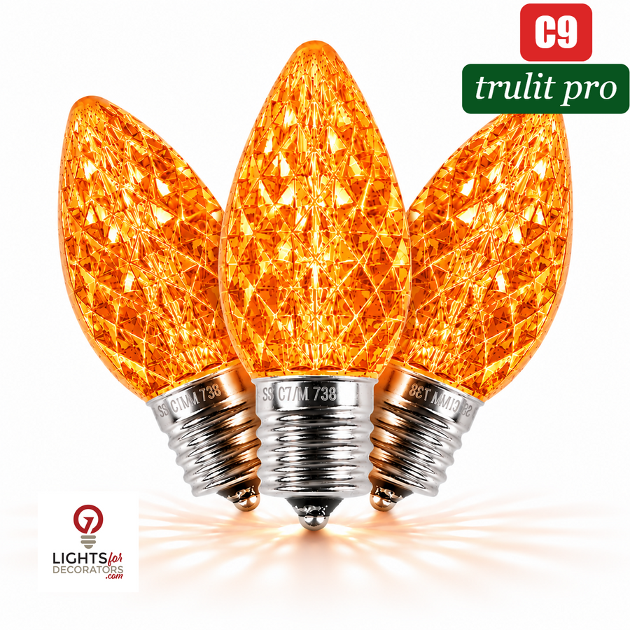 Orange LED C9 - TruLit Pro Faceted Bulb - Steady Orange