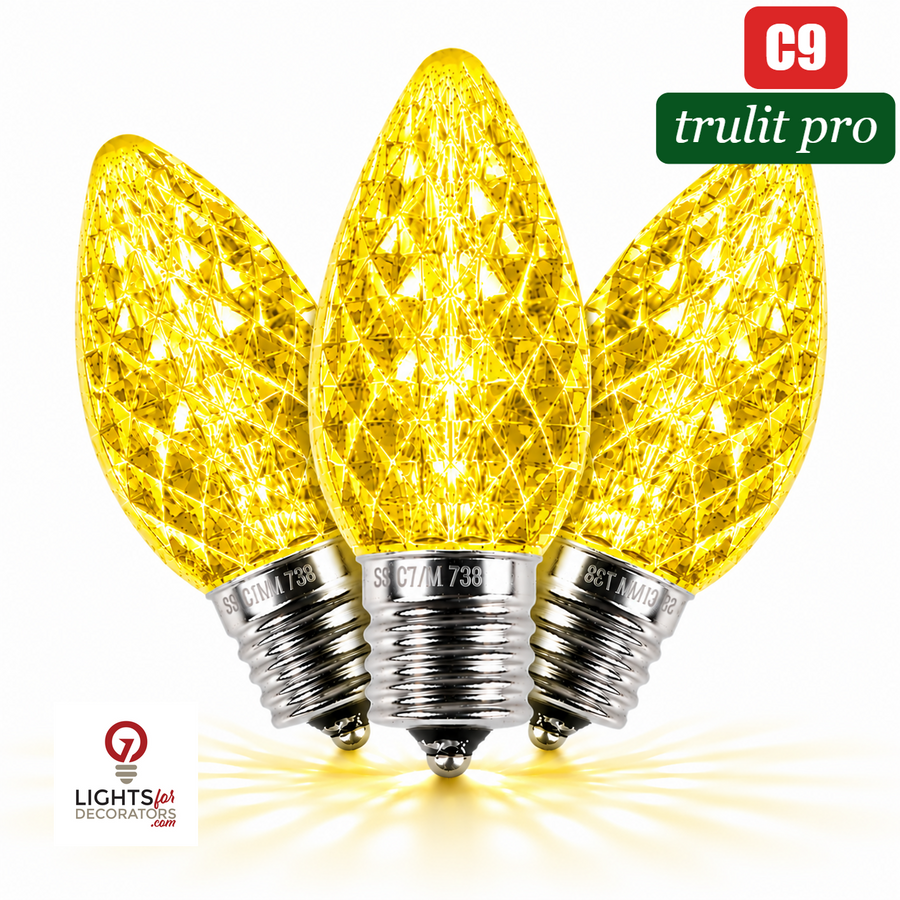 Yellow LED C9 - TruLit Pro Faceted Bulb - Steady Yellow