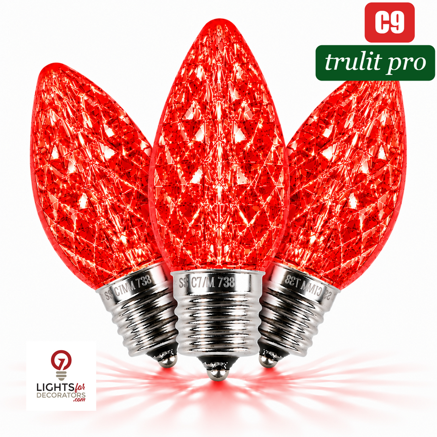 Red LED C9 - TruLit Pro Faceted Bulb - Steady Red