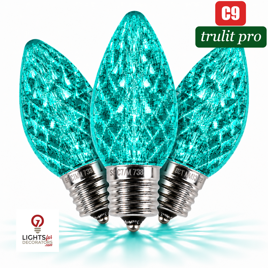 Teal LED C9 - TruLit Pro Faceted Bulb - Steady Teal
