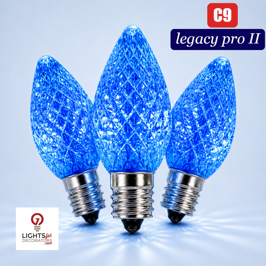 Blue LED C9 - LegacyPro II Faceted Bulb - Steady Blue- LegacyPro 2