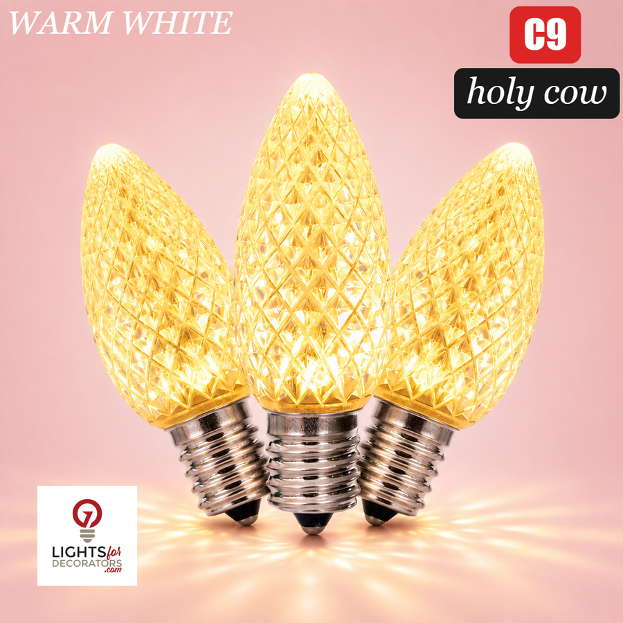 Warm White LED C9 - Holy Cow Faceted Bulb - Steady Warm White- Holy Cow