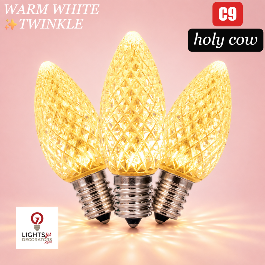 Warm White LED C9 - Holy Cow Faceted Bulb - Twinkle Warm White- Holy Cow