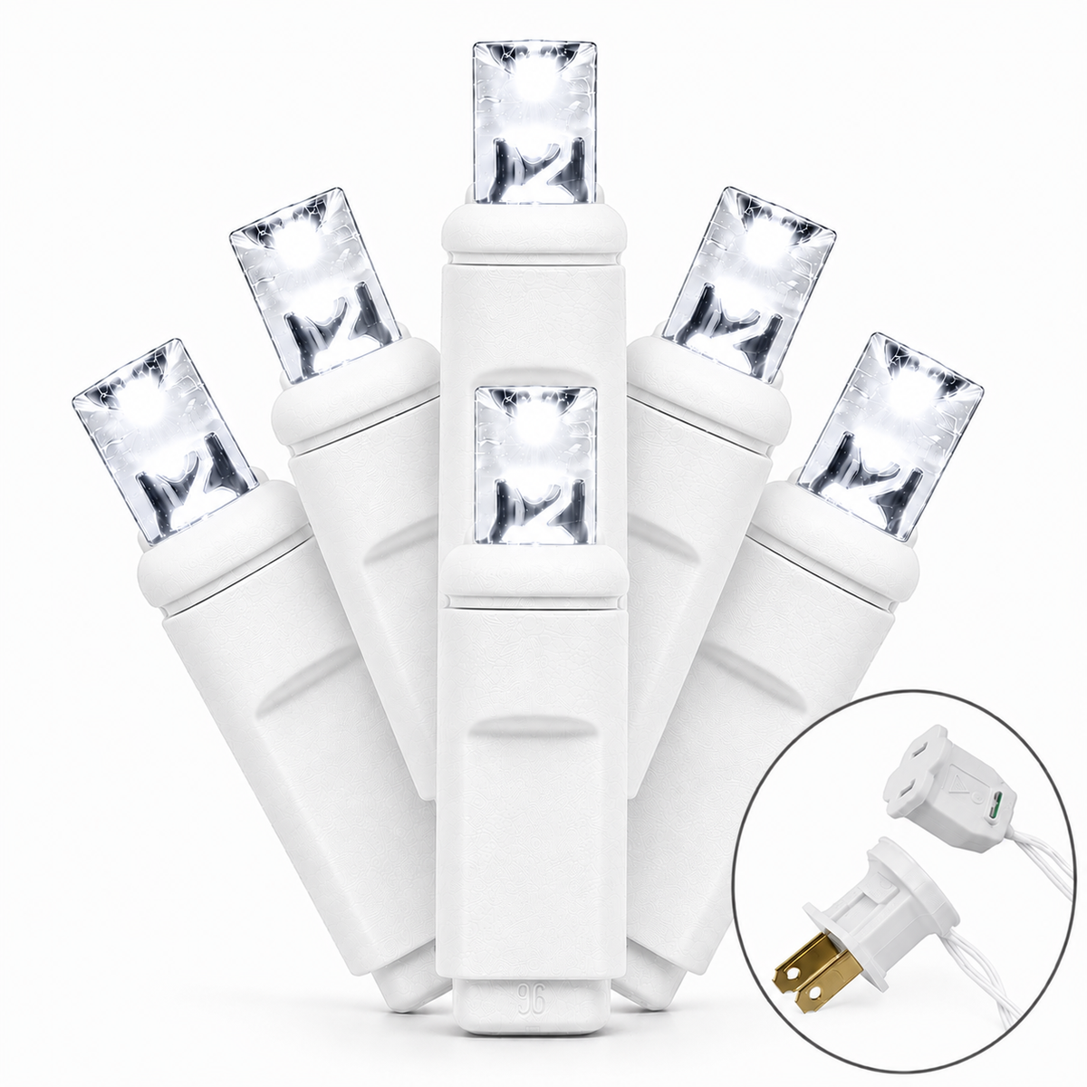Cool White 5MM LED Light Set - 70 Lights - Twinkle - 4" Spacing - White Wire — view 1