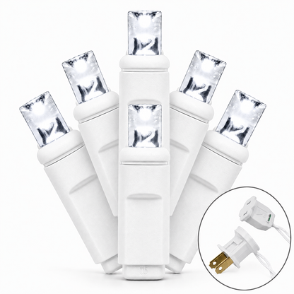 Cool White 5MM LED Light Set - 70 Lights - Twinkle - 4" Spacing - White Wire — view 1