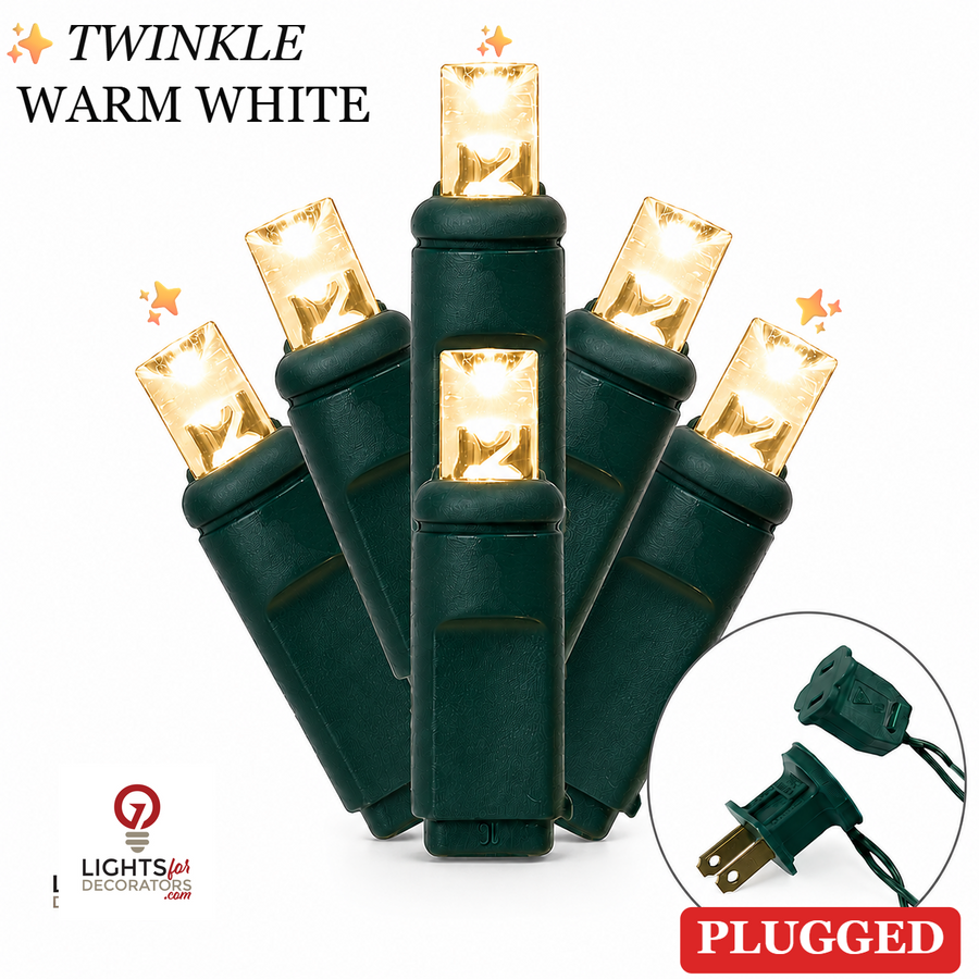 5MM 50L Light Set BALLED - 6" Green Cord - WARM WHITE TWINKLE (1/6)