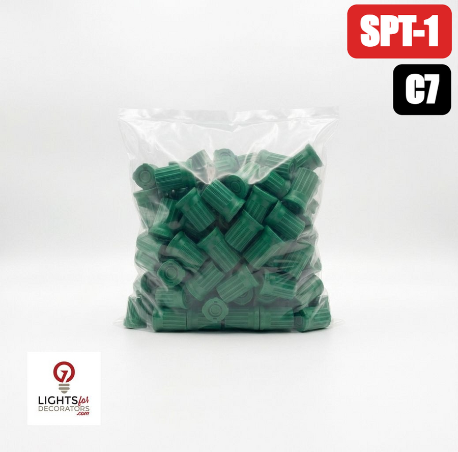 C7 Sockets Green; E12 base (100 Pack)