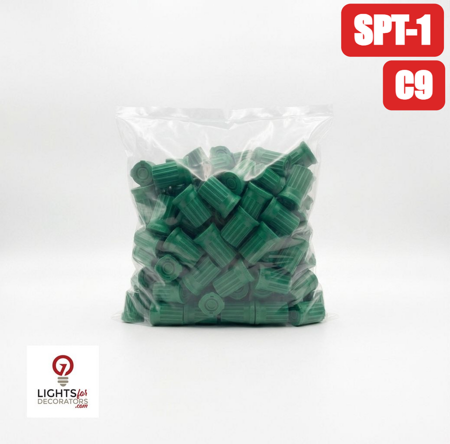 C9 Sockets Green; E17 base (100 Pack) Green