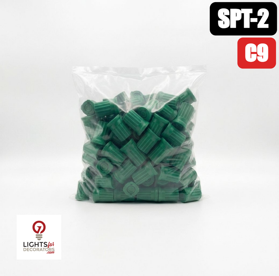 C9 Sockets Green; E17 base (100 Pack) - SPT2 Green