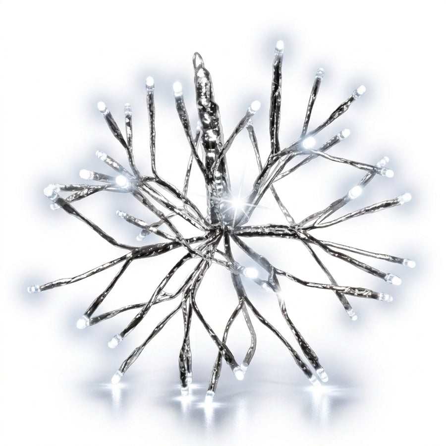 20" Pure White Shimmering Sphere - Silver Frame Pure White- Silver- 20"