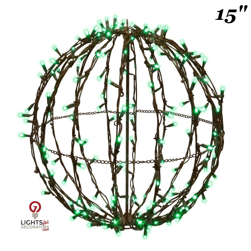 15" Green Foldable Lighted Sphere — view 1