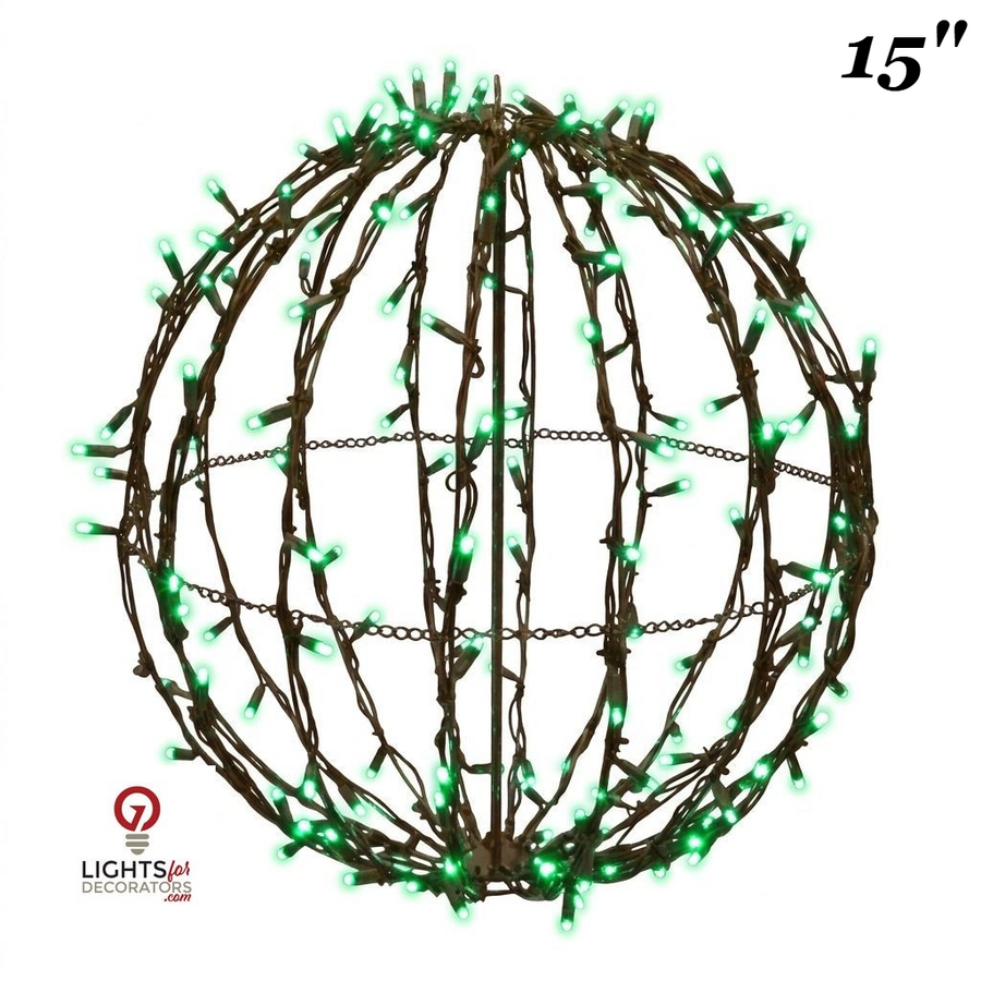 15" Green Foldable Lighted Sphere Green- 15"