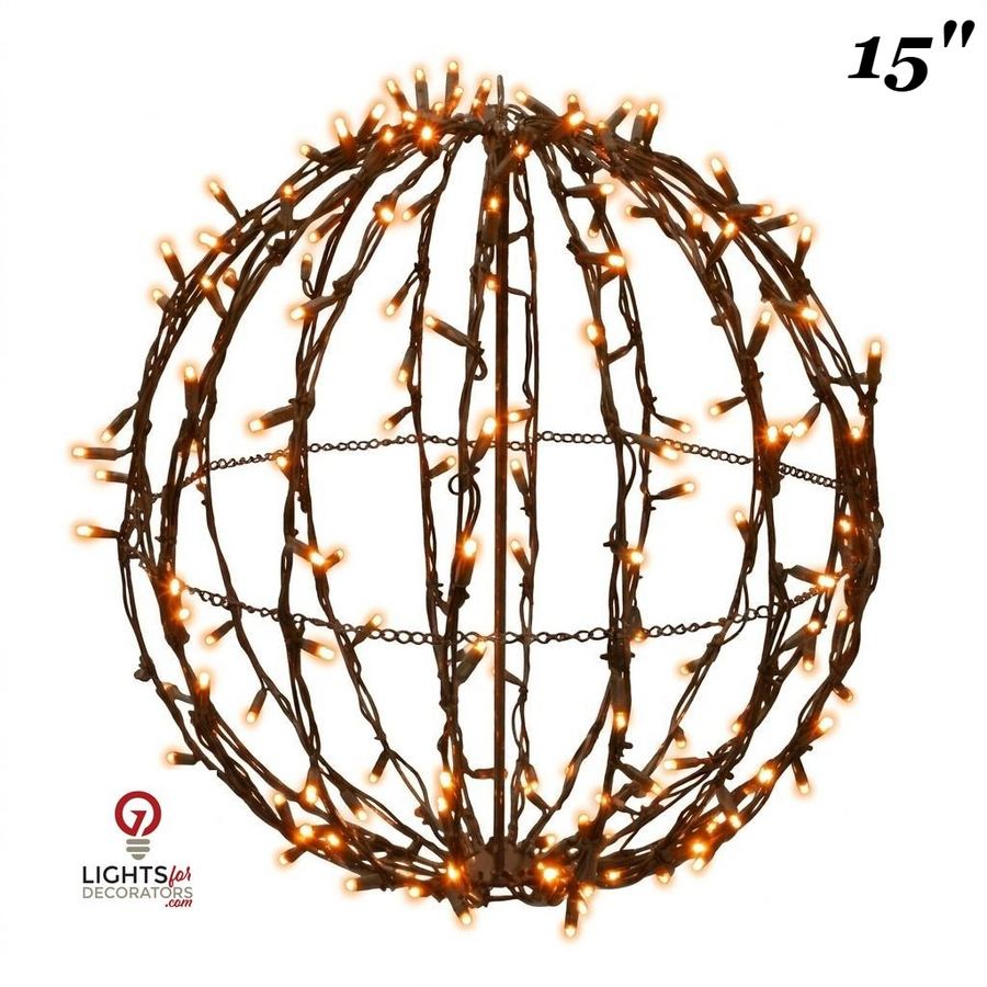15" Orange Foldable Lighted Sphere Orange- 15"
