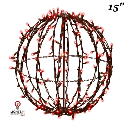 15" Red Foldable Lighted Sphere — view 1