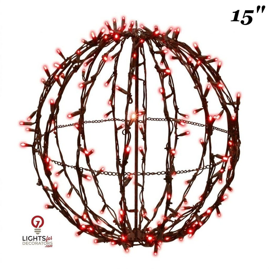 15" Red Foldable Lighted Sphere Red- 15"
