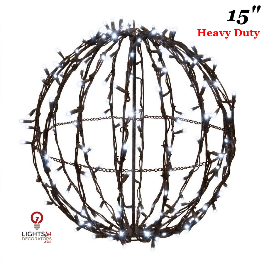 15" Pure White Heavy Duty Foldable Lighted Sphere 15"- Pure White