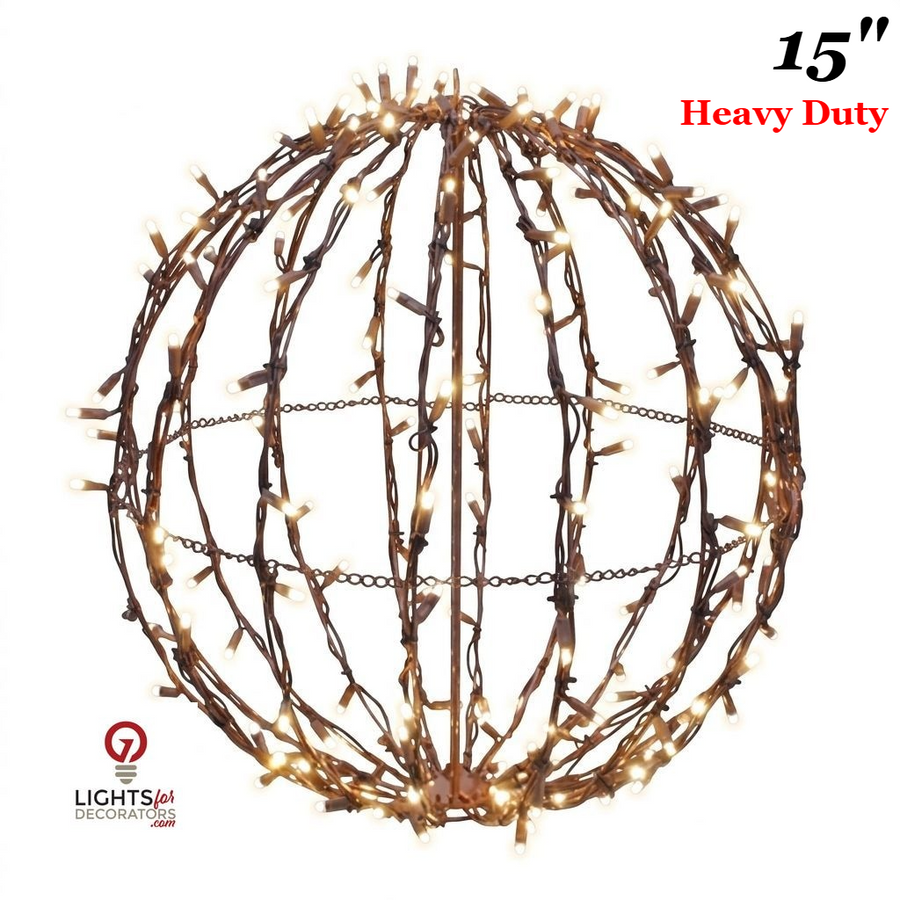 15" Warm White Heavy Duty Foldable Lighted Sphere