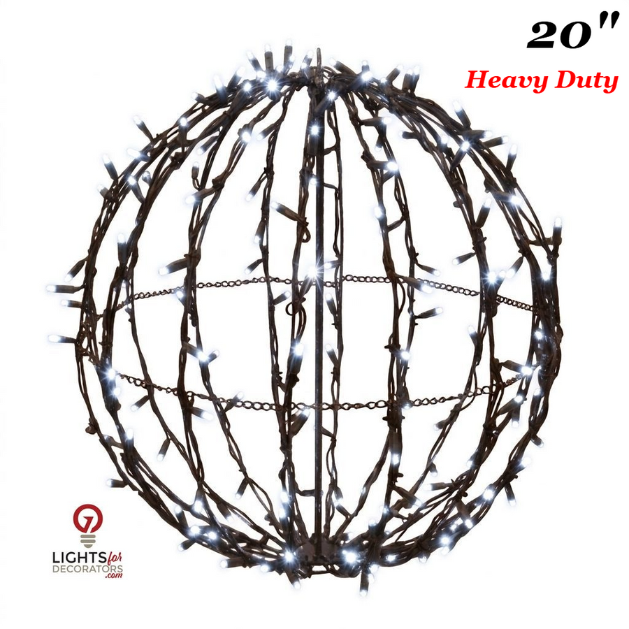 20" Pure White Heavy Duty Foldable Lighted Sphere