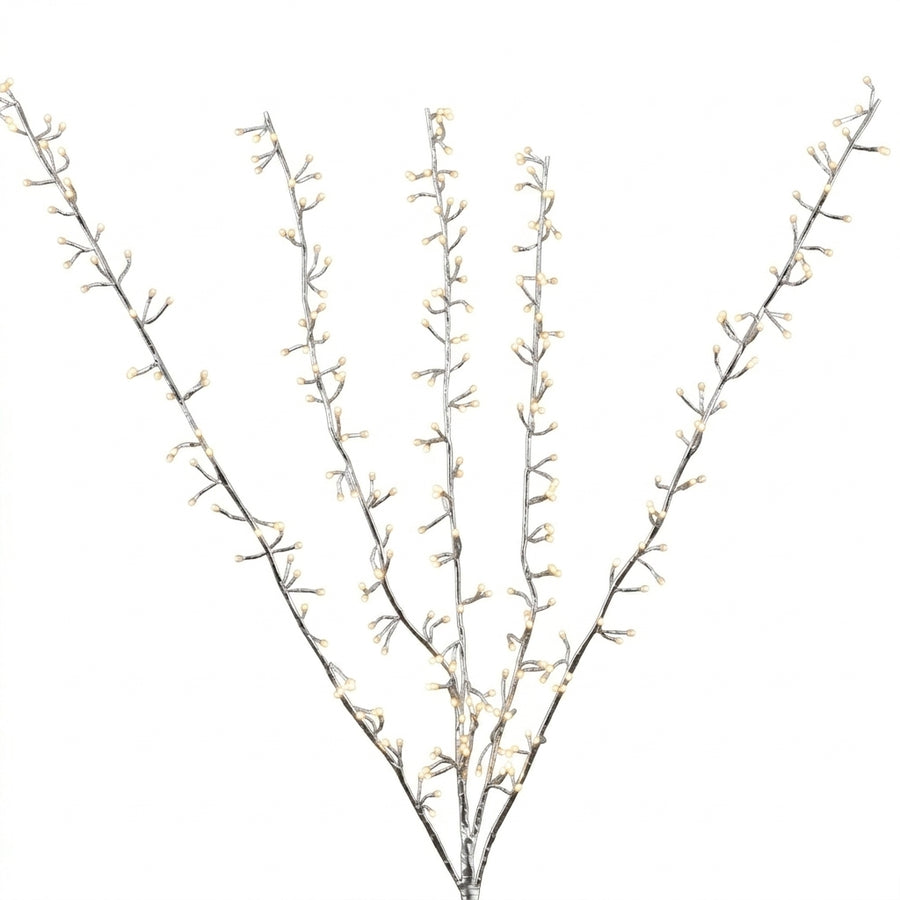 Warm White Big Seed Cluster Twig - Silver Silver