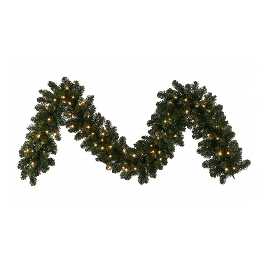 9' x 14" Warm White Deluxe Oregon Garland Warm White