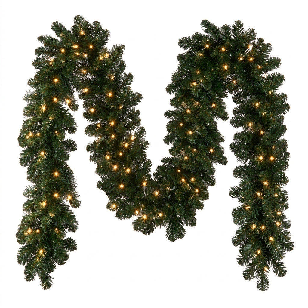 9' x 18" Warm White Deluxe Oregon Garland — view 1