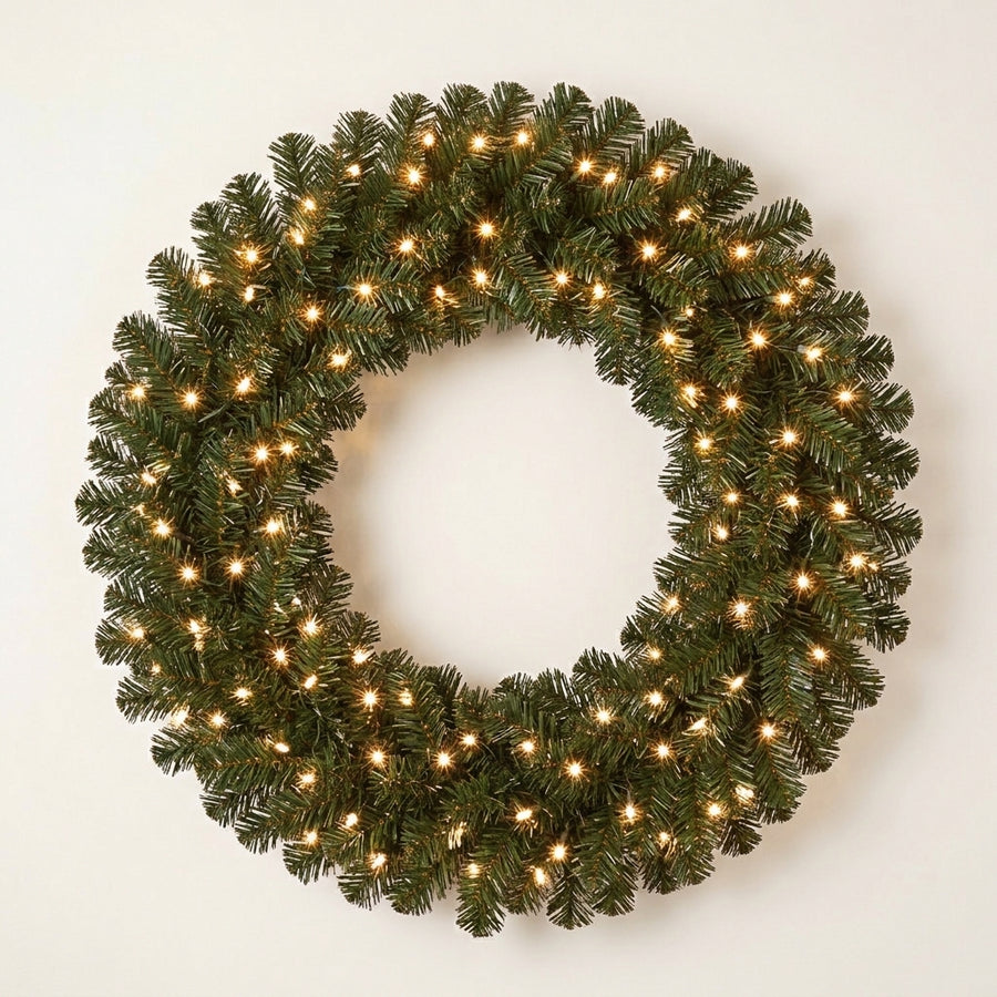 36" Warm White Deluxe Oregon Wreath 36"- Warm White