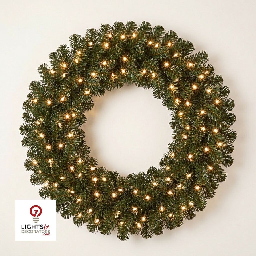 72" Warm White Deluxe Oregon Wreath 72"- Warm White