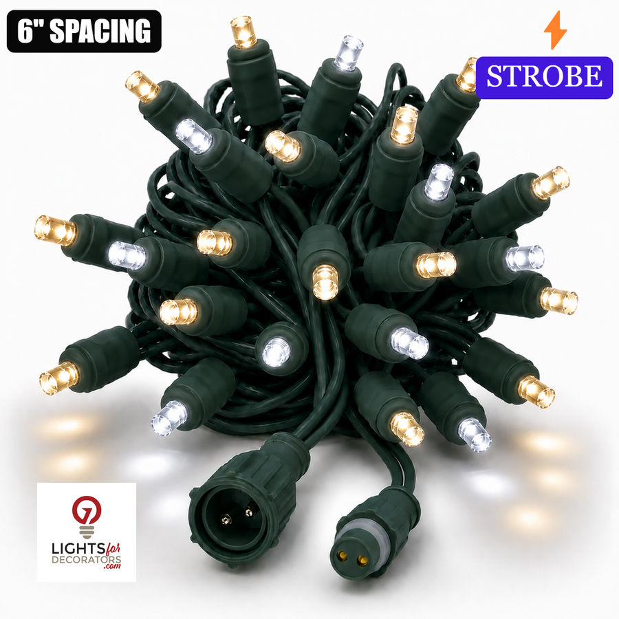 Champagne TruLit Pro 5MM LED Light Set - 50 Lights - Strobe - 6" Spacing - Green Wire